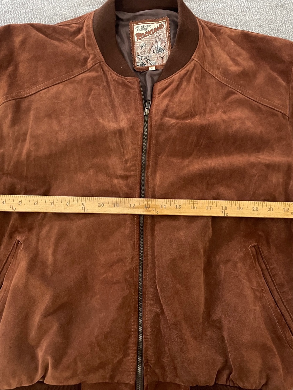 VTG 70’s Retro Rockland Leather Bomber Suede Brown - Large - Picture 7 of 9